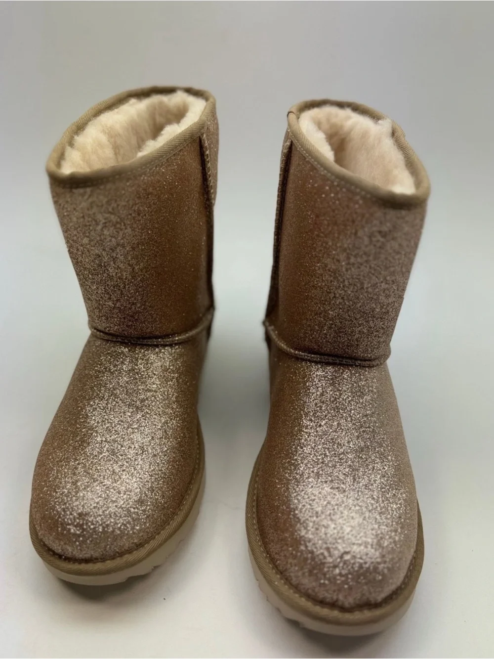 Ugg classic boots girls youth size 6.0 gold glitter NEW with box